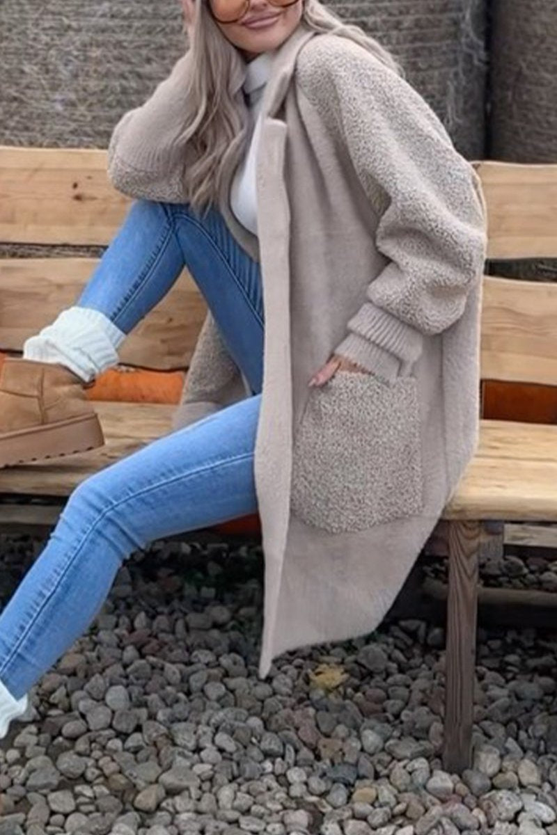 Women's Casual Lapel Mid-length Coat gray