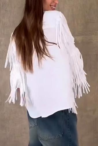 women's casual fringed shirt