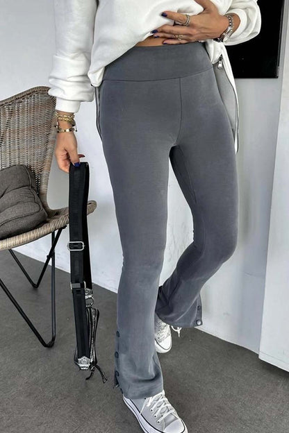 Women's Casual Hem Side Button Pants