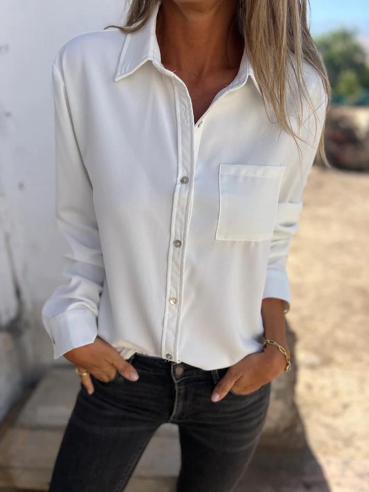 Casual Lapel Single-breasted Shirt White