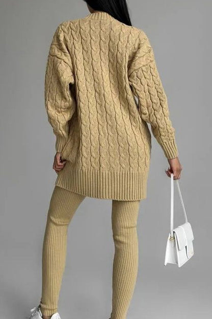 Women's V-neck Long-sleeved Sweater Casual Suit