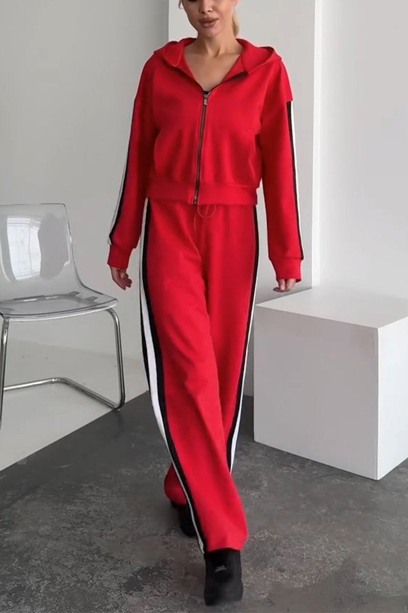 Women's Casual Hooded Sports Two-piece Suit