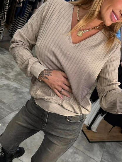 Women's V-neck Long Sleeve Sweater