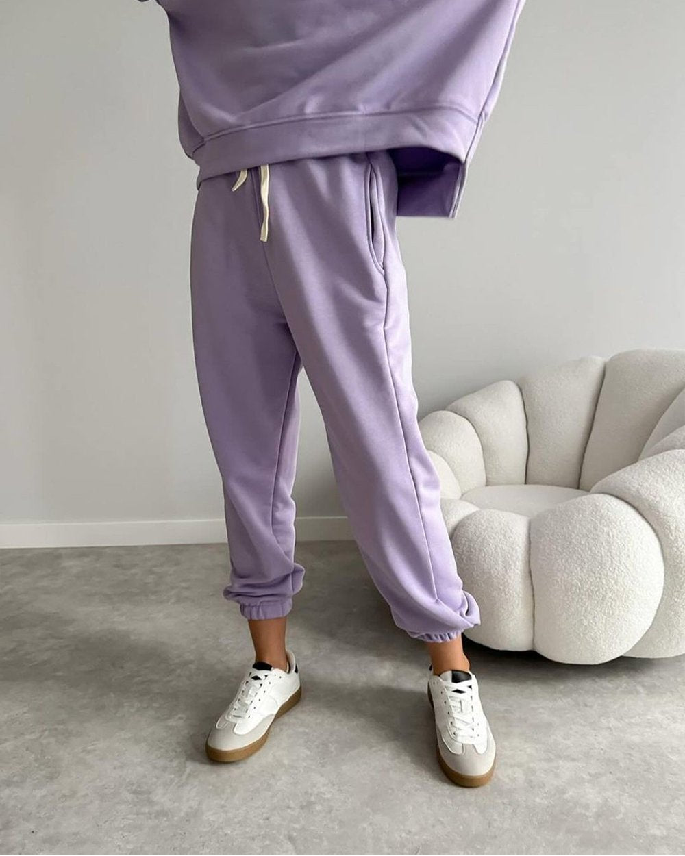 Women's Two-piece Solid Color Loose Sweatshirt Suit