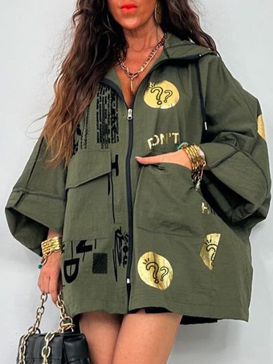 Women's Hooded Loose Casual Coat green