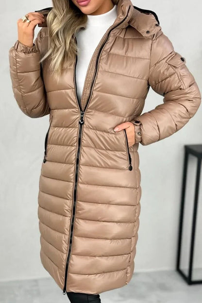 Casual Solid Color Pocket Hooded Jacket