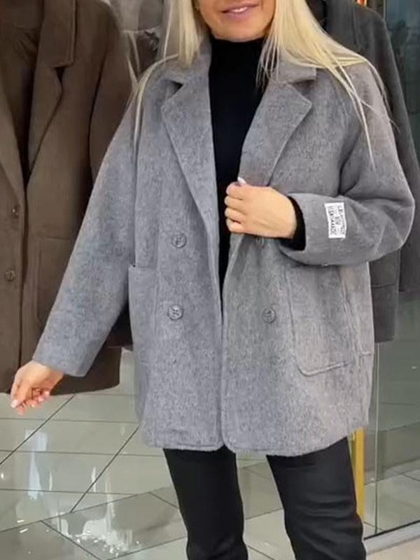 Women's Lapel Woolen Blazers grey