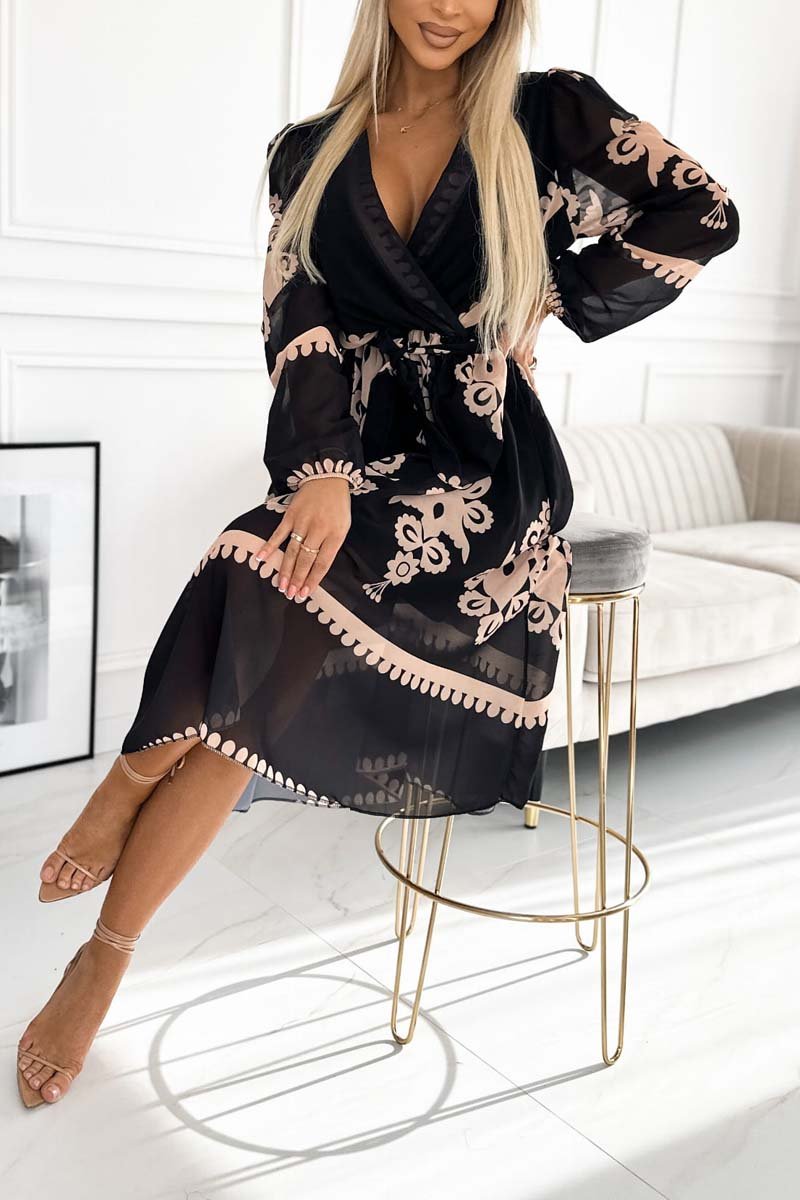 Women's Elegant High Waist Strappy Printed Dress