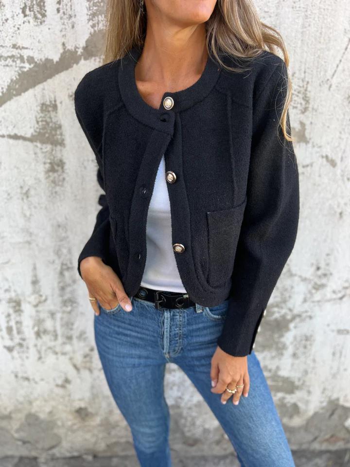 Round Neck Single Breasted Jacket