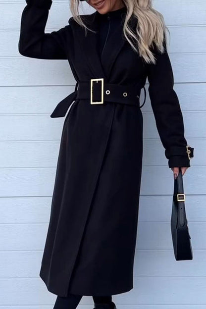 Women's Lapel Long-sleeved Trench Coat