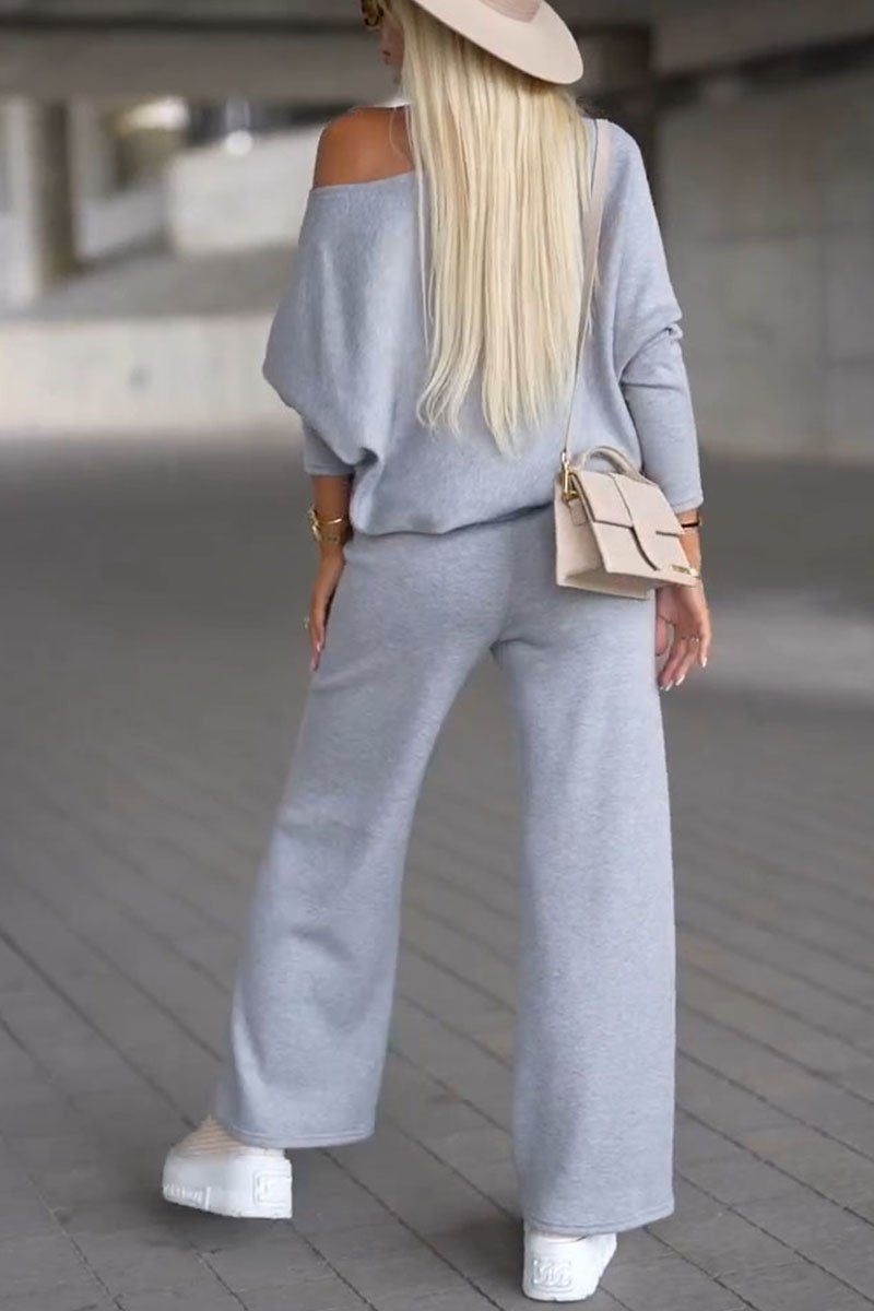 Women's Off-shoulder Long-sleeved Sweatshirt Two-piece Suit