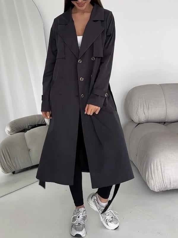 Women's Lapel Long Waist Trench Coat