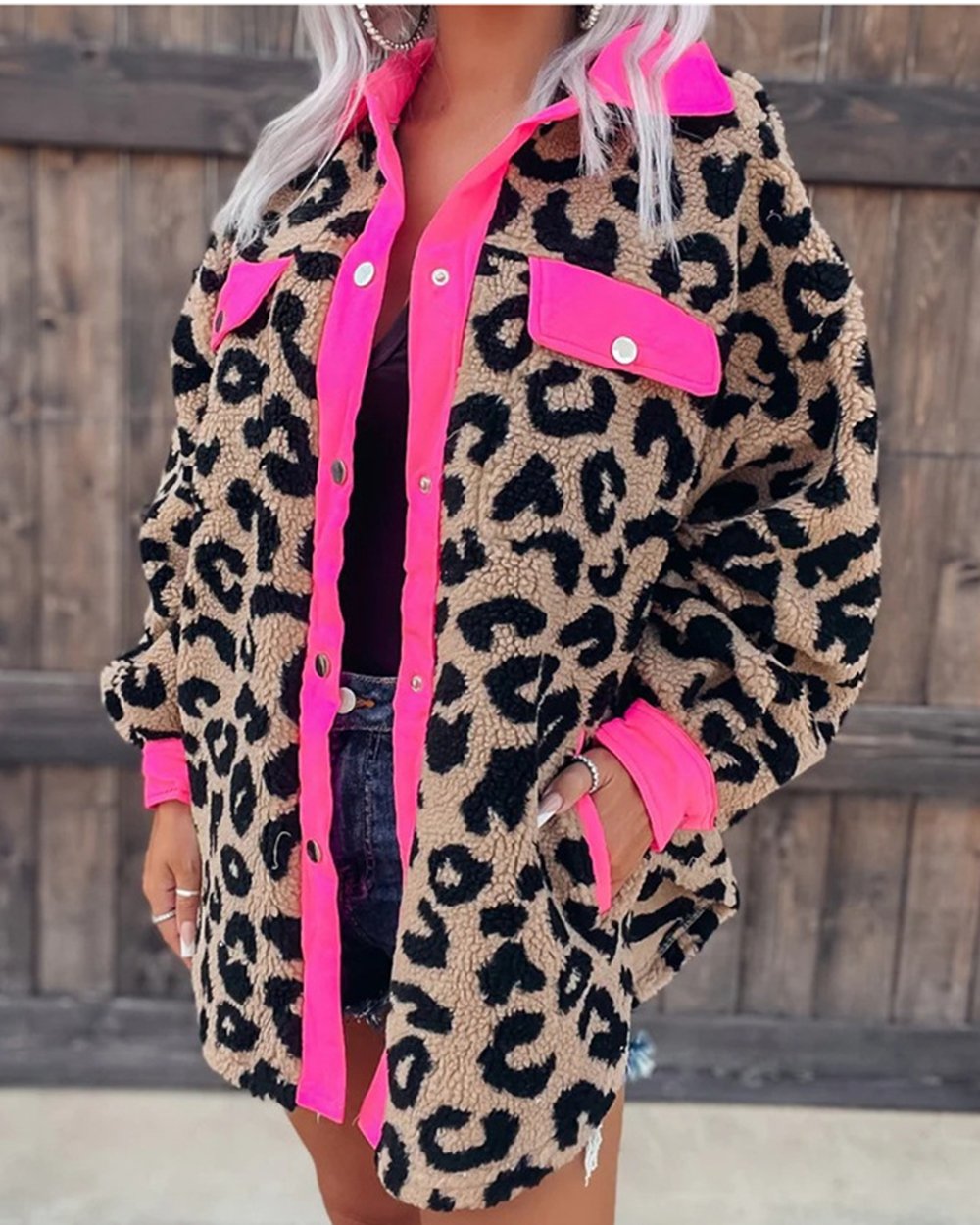 Women's Leopard Print Fur Coat