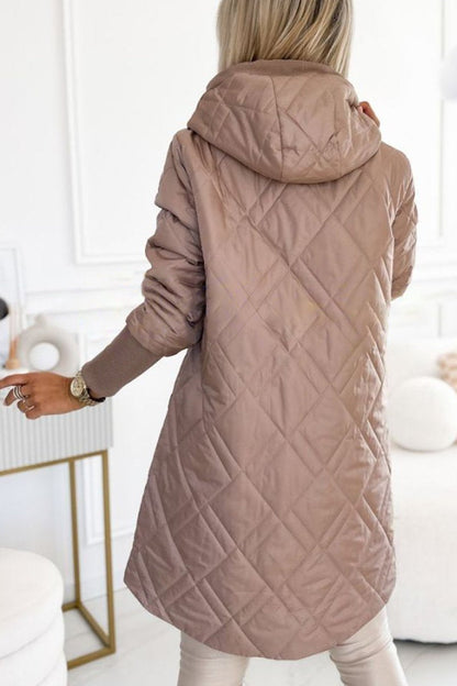 Women's Hooded Zippered Cuffs Casual Cotton Coat