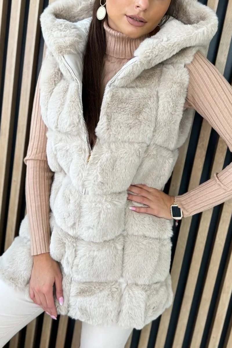 Women say fashion hood sleeveless coat