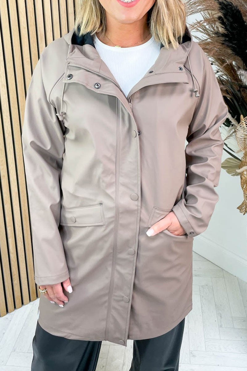 Women's Casual Solid Color Trench Coat khaki