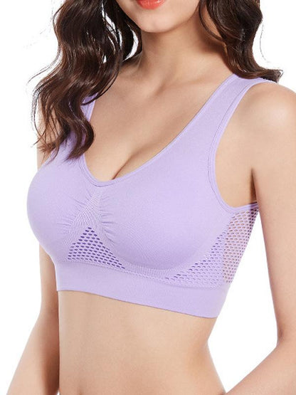 Women's Breathable Underwear Plus Size Seamless Mesh Thin Sports Bra