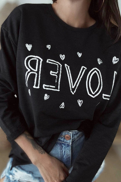 Women's Casual LOVER Printed Long-sleeved Sweatshirt