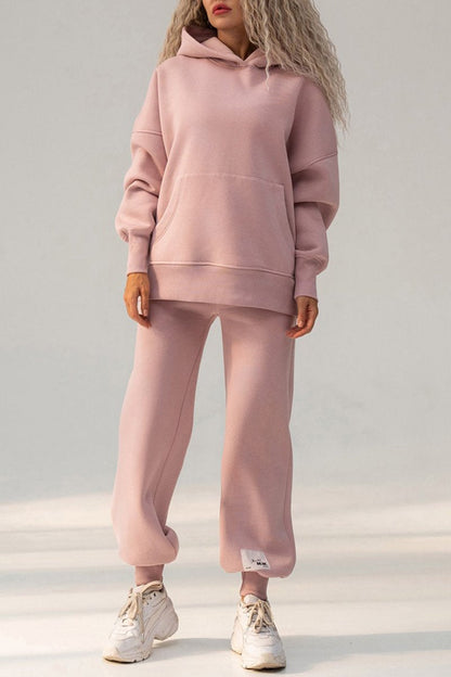 Women's Long Sleeve Hoodies Two-Piece Set pink