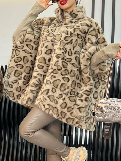 Women's Leopard Print Long Sleeve Coat