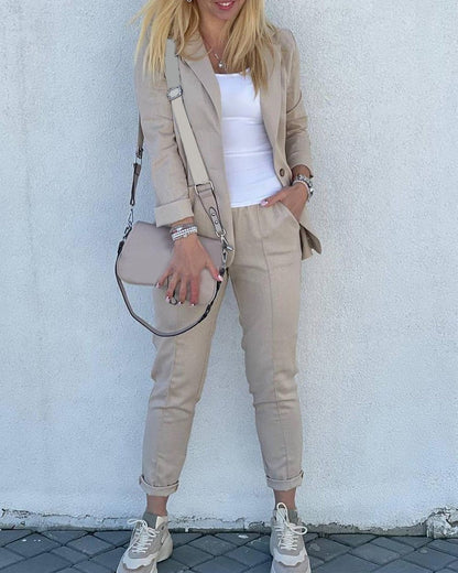 Women's Solid Color Fashion Suit