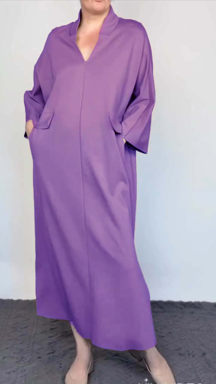 Women's Casual Solid Color Casual Long Sleeve Dress purple