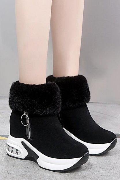 Women's Winter Casual Platform Thick-soled Ankle Boots black