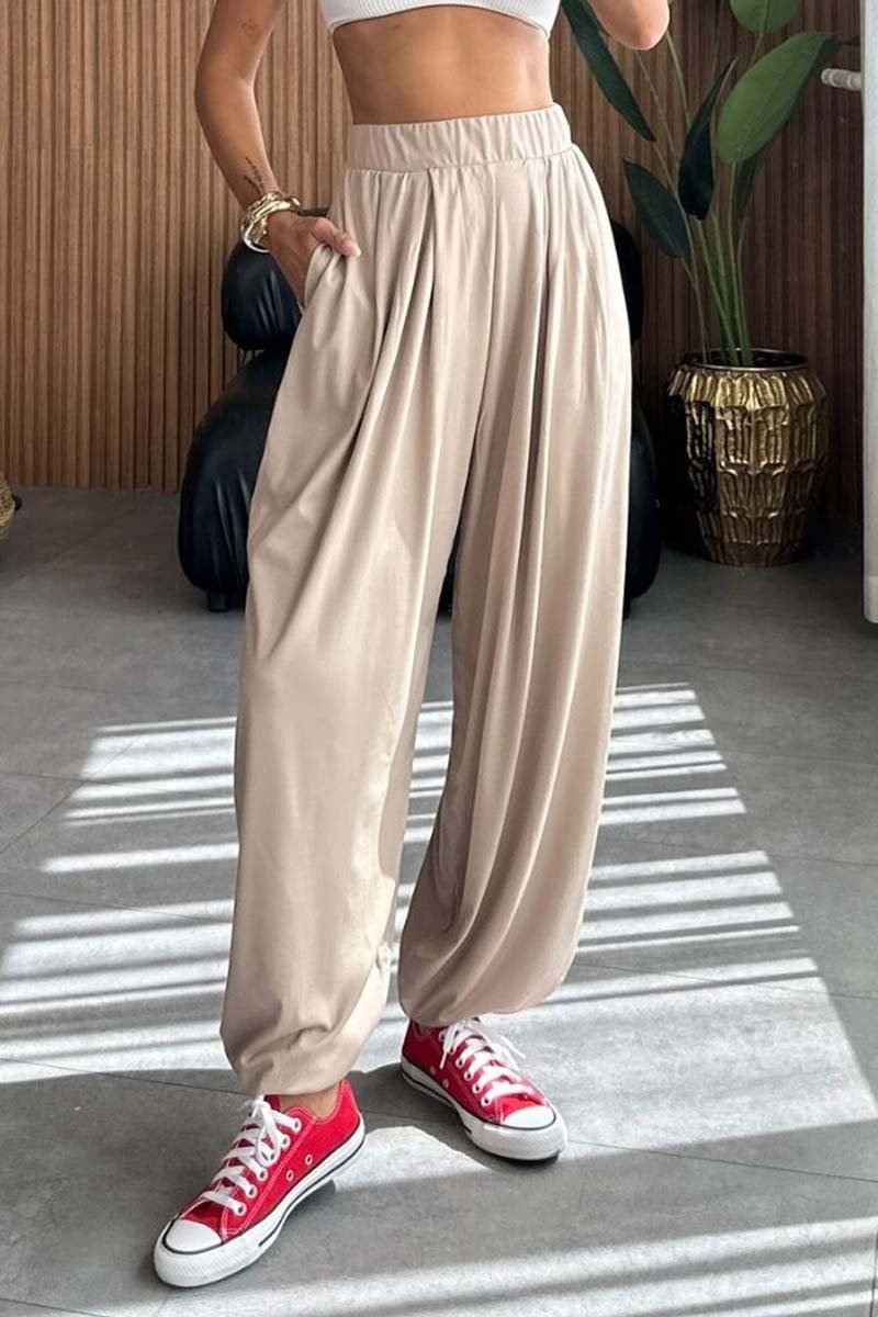 Women's loose solid color casual pants Khaki