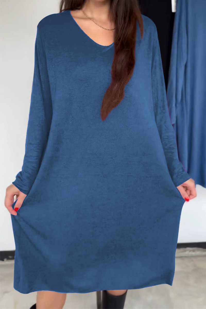 Women's Casual Solid Color Dress blue