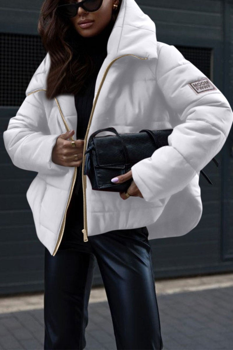 Women's Casual Hooded Thick Cotton Coat white