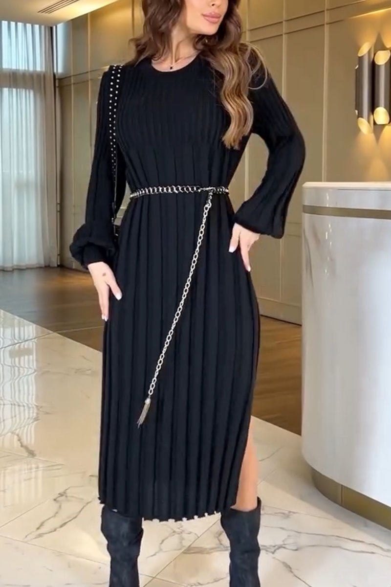 Women's Casual Solid Color Knit Dress black