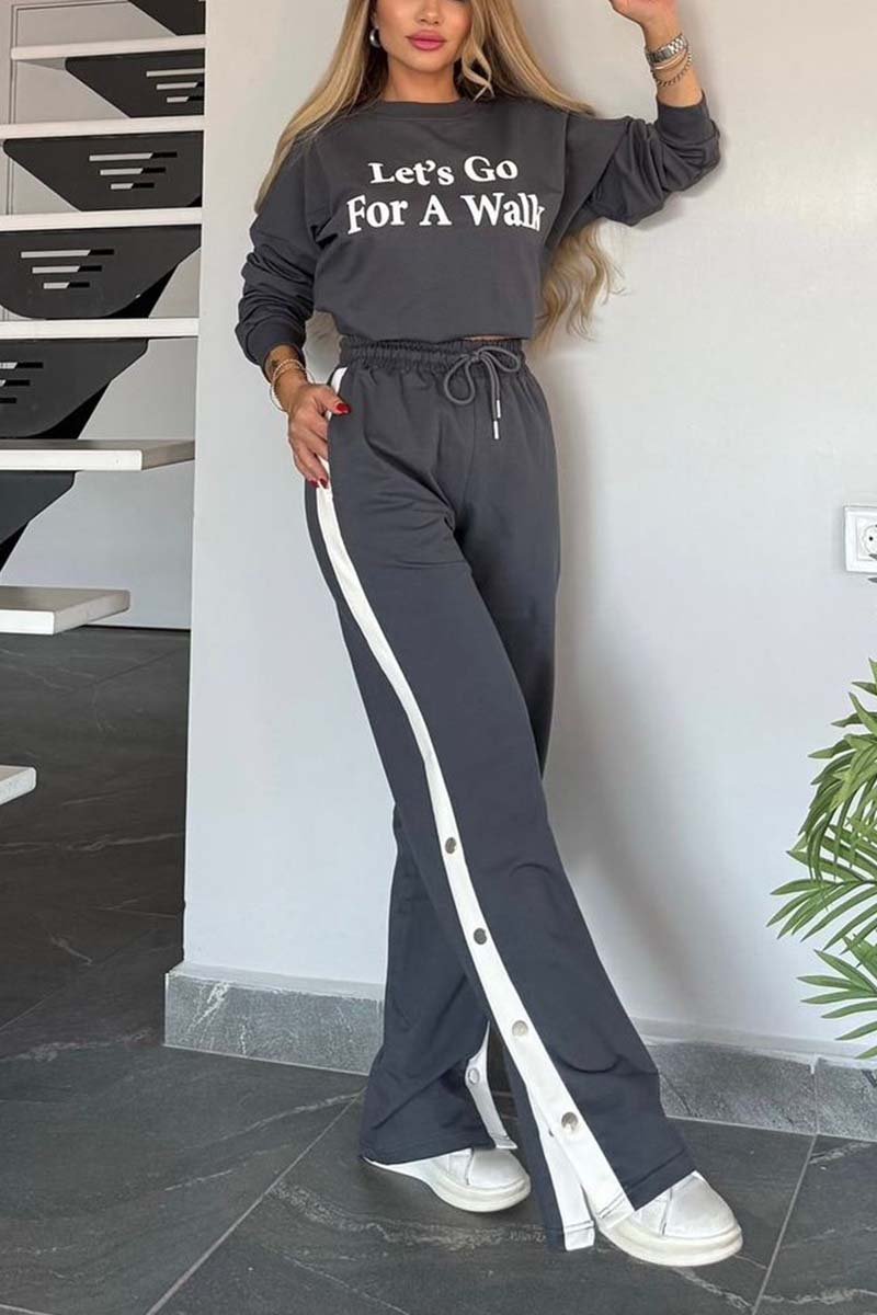 Women's Casual Letter Printed Sports Suit