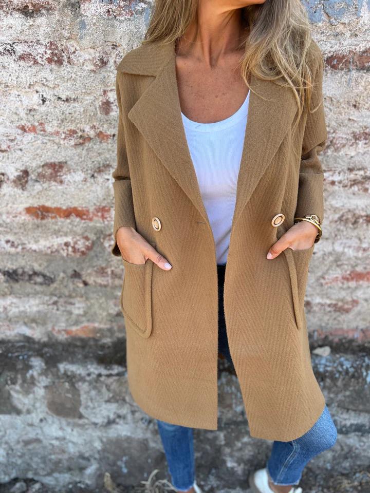 Casual Lapel Long Coat brown