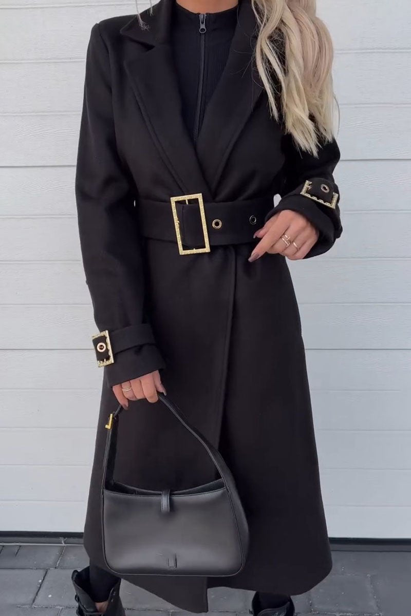 Women's Lapel Long-sleeved Trench Coat