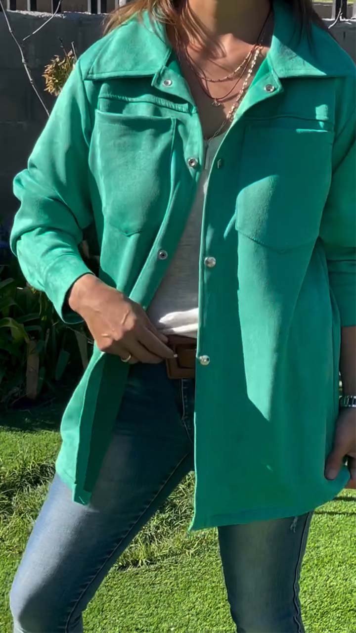 Women's Casual Solid Pocket Long Sleeve Cardigan green