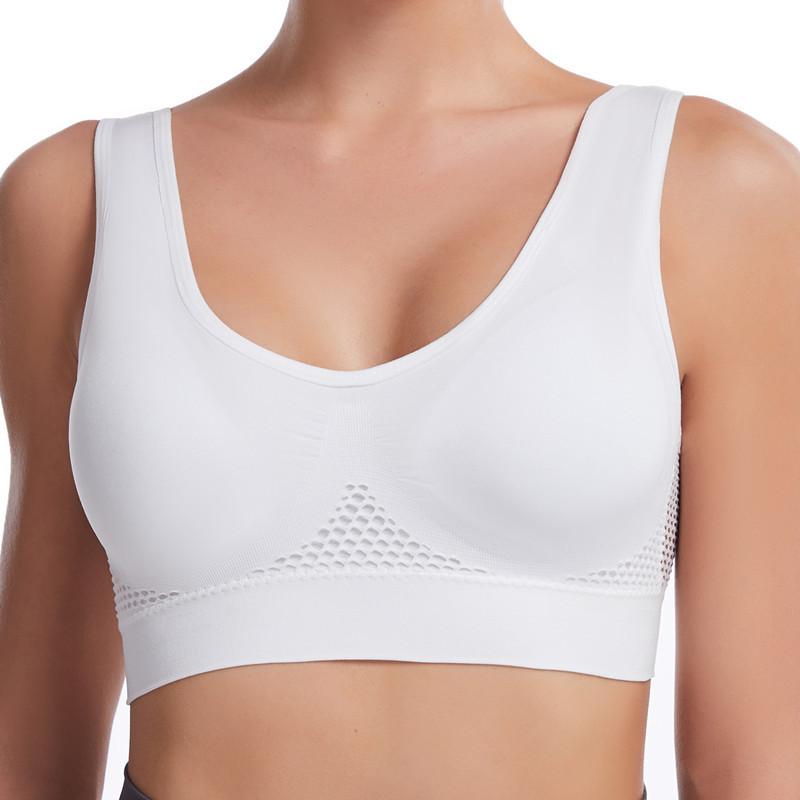 Women's Yoga Sports Underwear Hollow Mesh Vent white