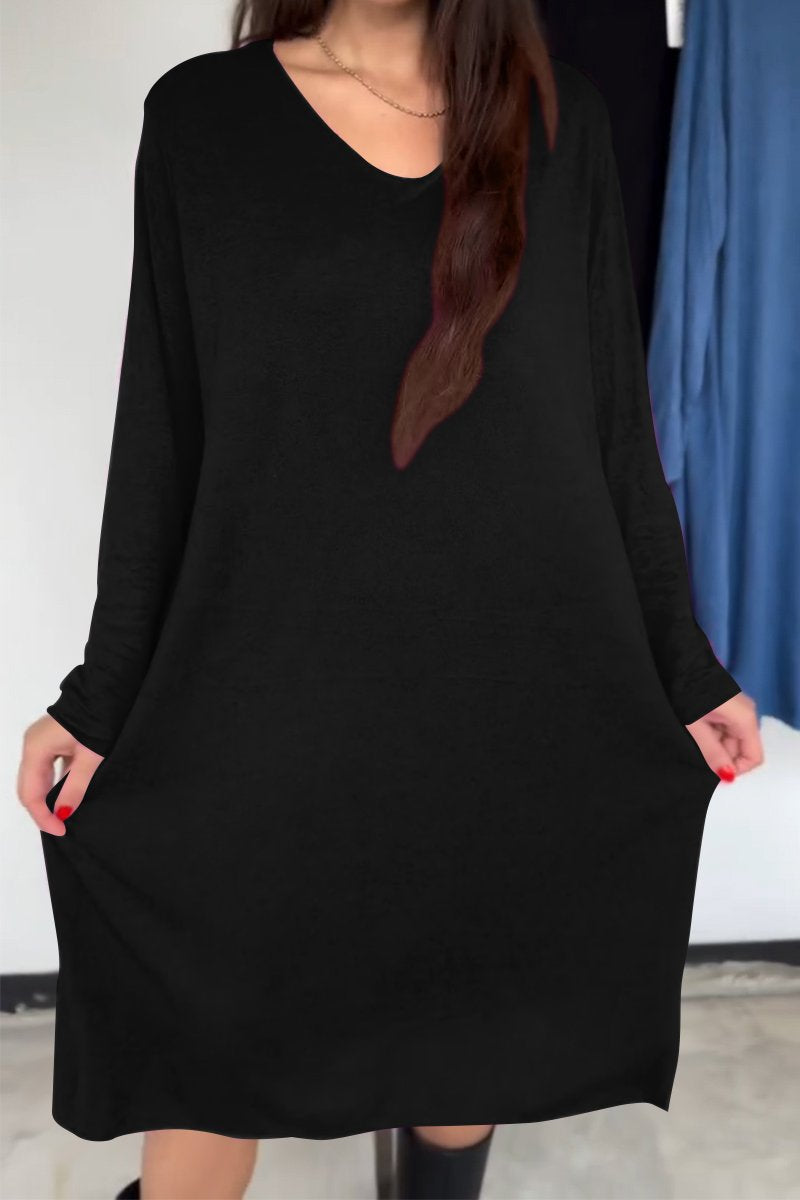 Women's Casual Solid Color Dress black