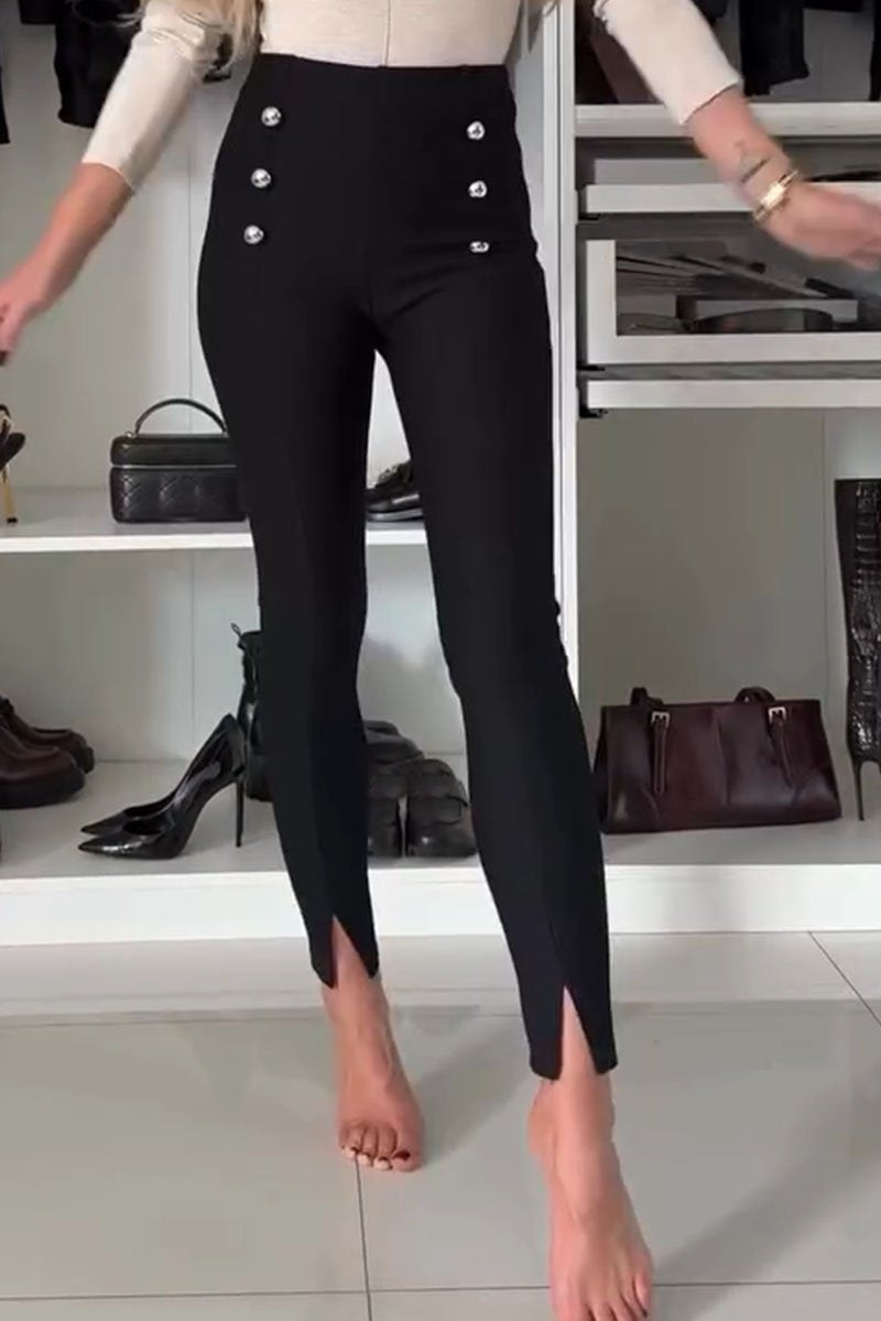 Women's Casual Solid Color Leggings Pants black