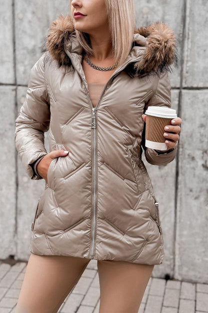 Women's Casual Hooded Thick Coat apricot