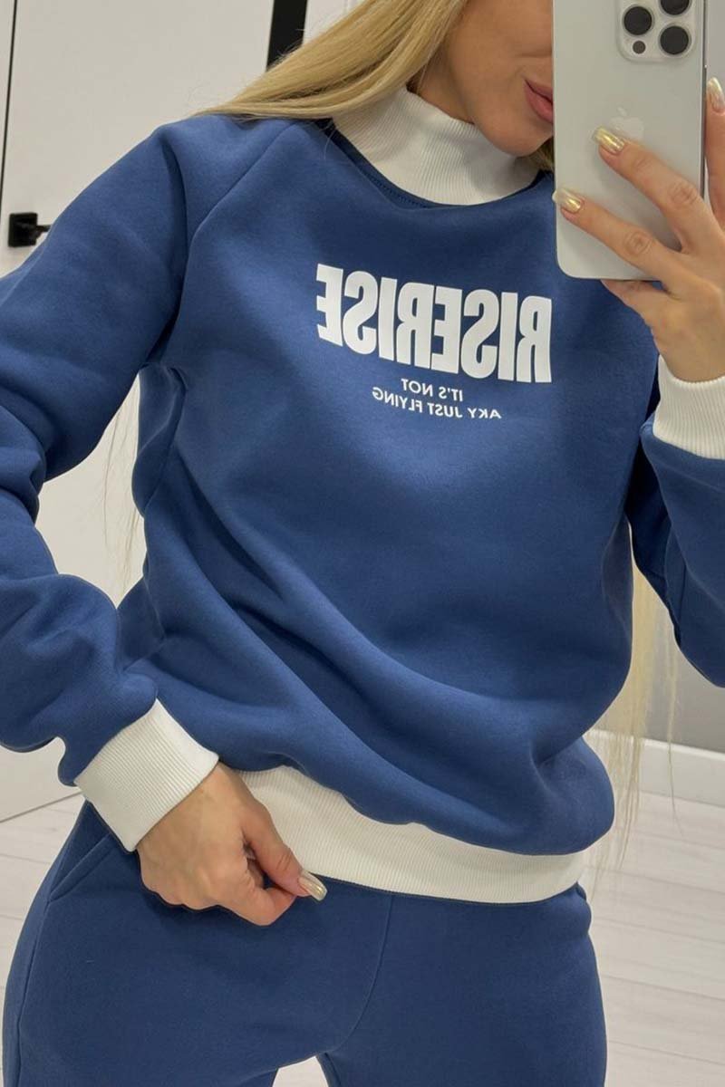 Women's Letter Print Contrast Sweatshirt Set