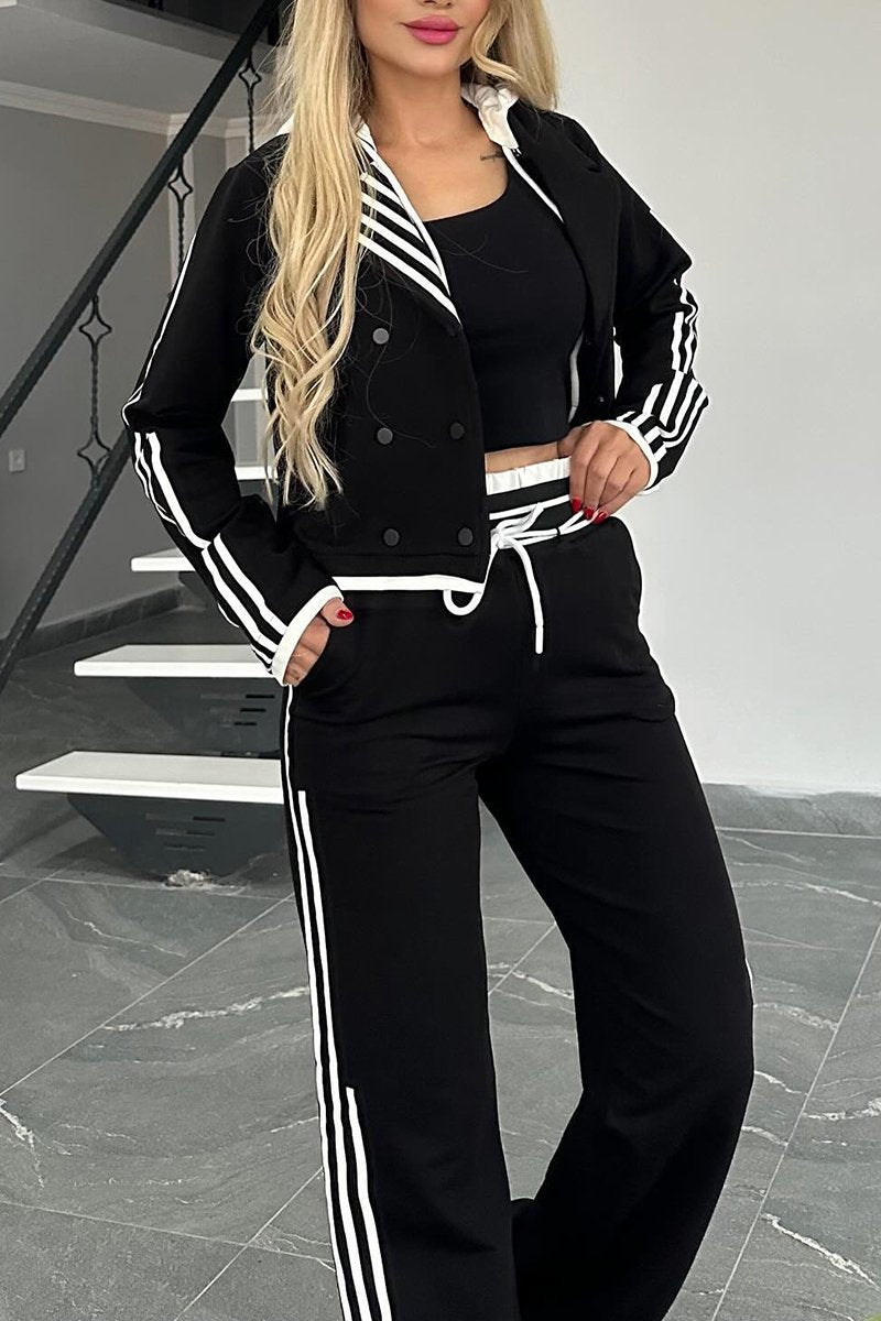 Women's Contrast Web Hooded Pants Suit