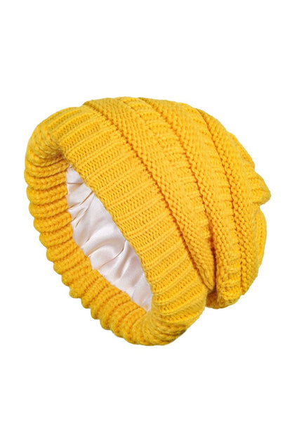 Women's Autumn and Winter Warm Thick Knitted Hat yellow One size