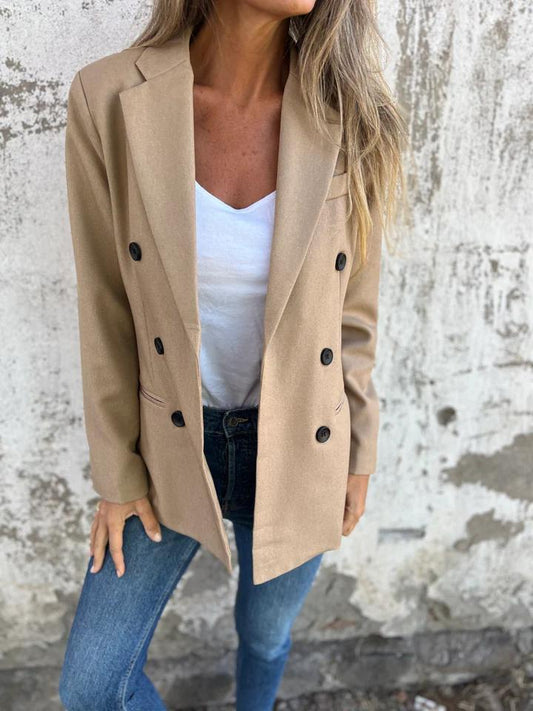 Casual Lapel Blazer Khaki