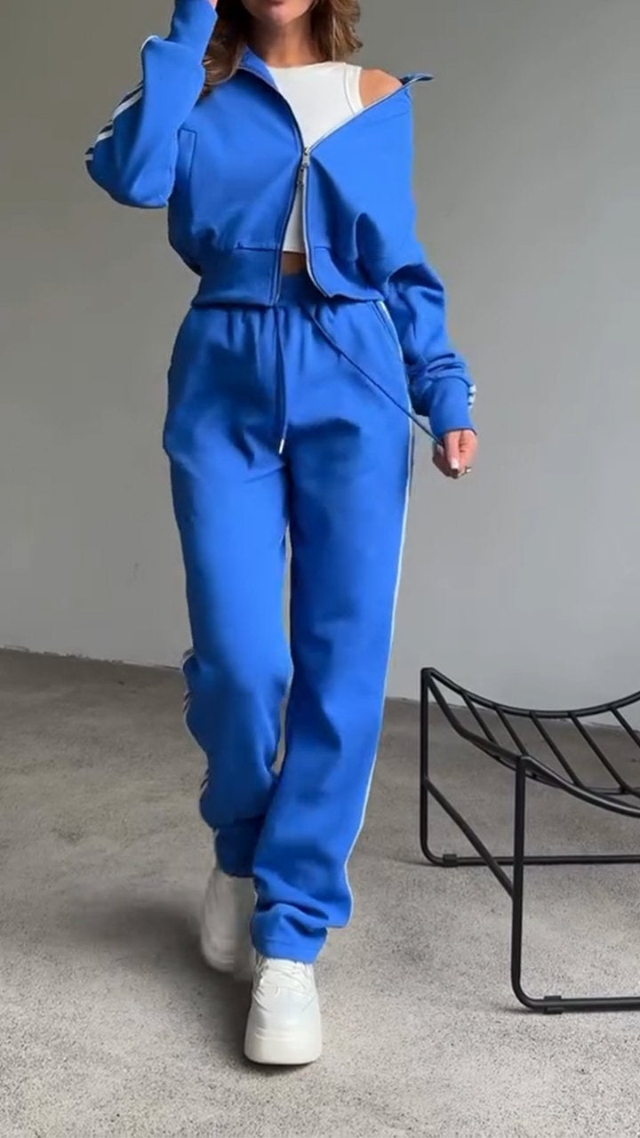 Solid Color Tracksuit for Women blue