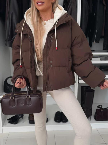 Women's Casual Zipper Coat brown