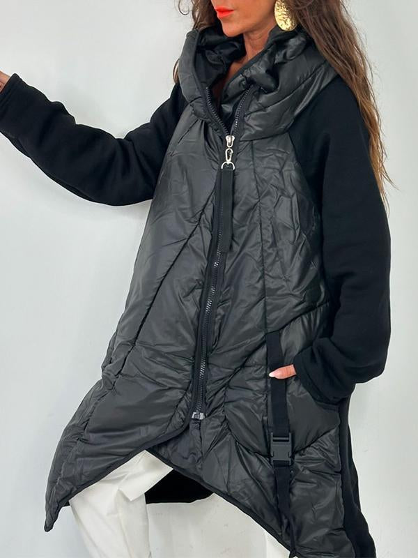 Women's Hooded Patchwork Long Coat