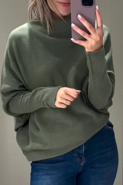 Women's High Collar Long Sleeve Casual Knitted Top green