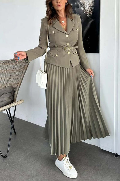 Women's Fashion Commuting Solid Color Skirt Set