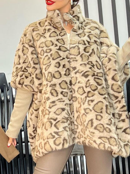 Women's Leopard Print Long Sleeve Coat