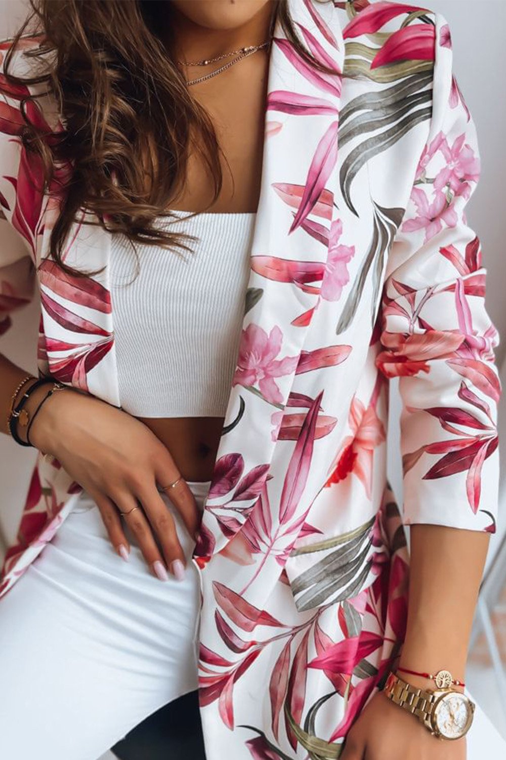 Women's Printed Blazer and Pants Two-piece Set